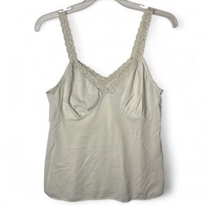Unbranded Camisole Tank Top Womens S Ivory Lace Trim V-Neck Lingerie Elegant